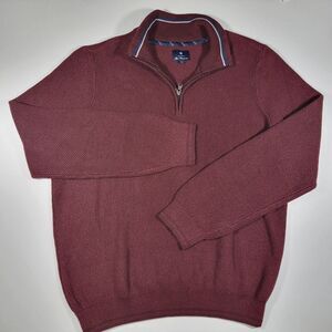 Ben Sherman Men's Pullover Sweater Mock Neck‎ 1/4 Zip Maroon Size XL